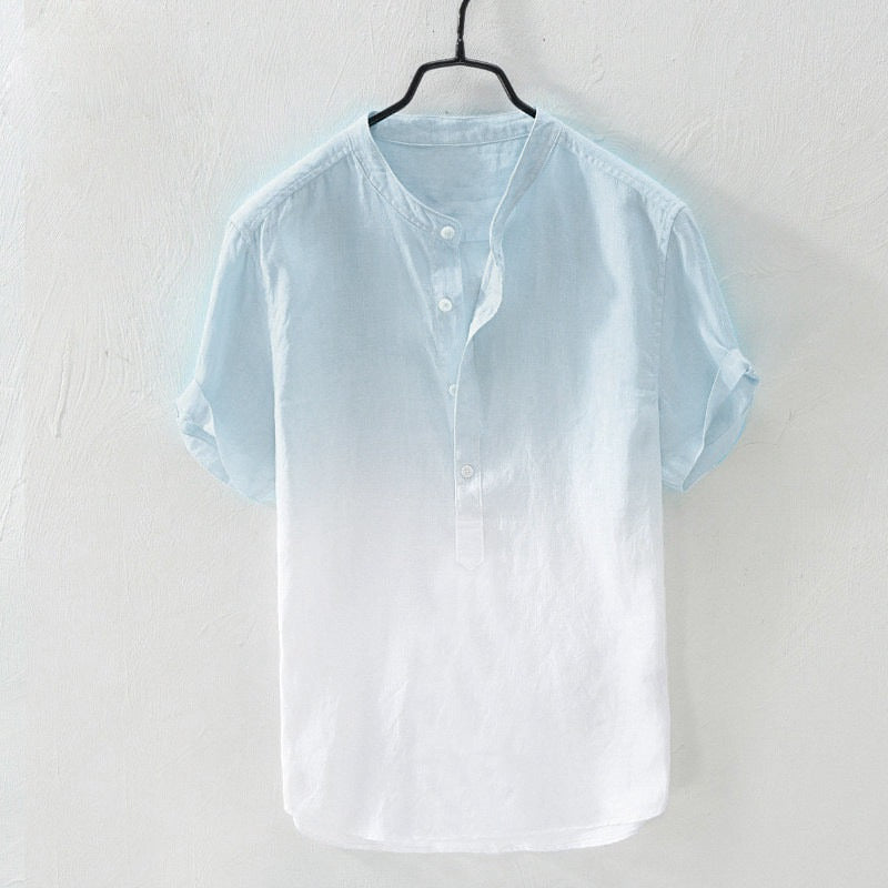 Breathable Comfortable Resort-style Ombre Short-sleeve Shirt