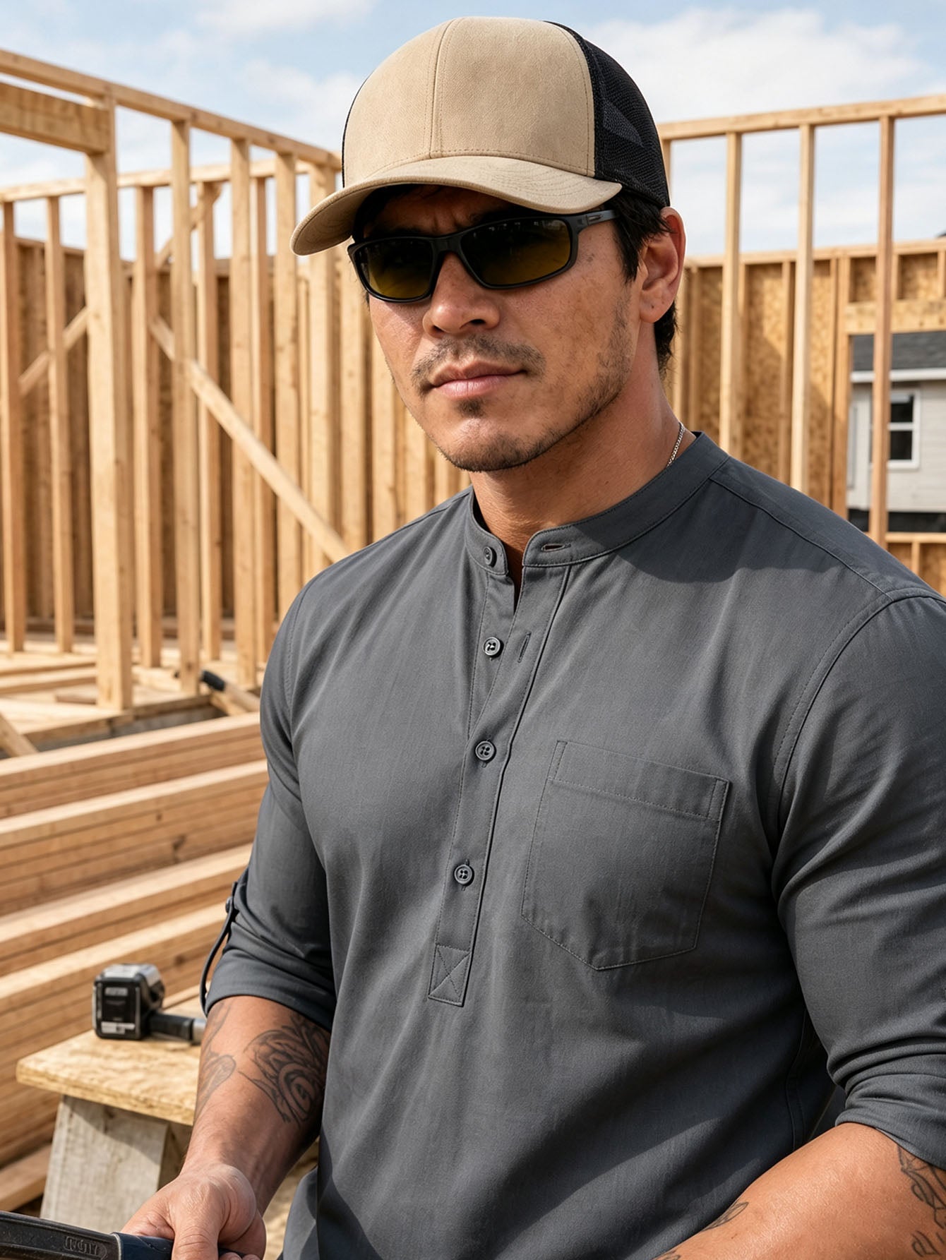 Tough Cotton Mid-Sleeve Work Shirt Rugged, Breathable & Job-Site Ready