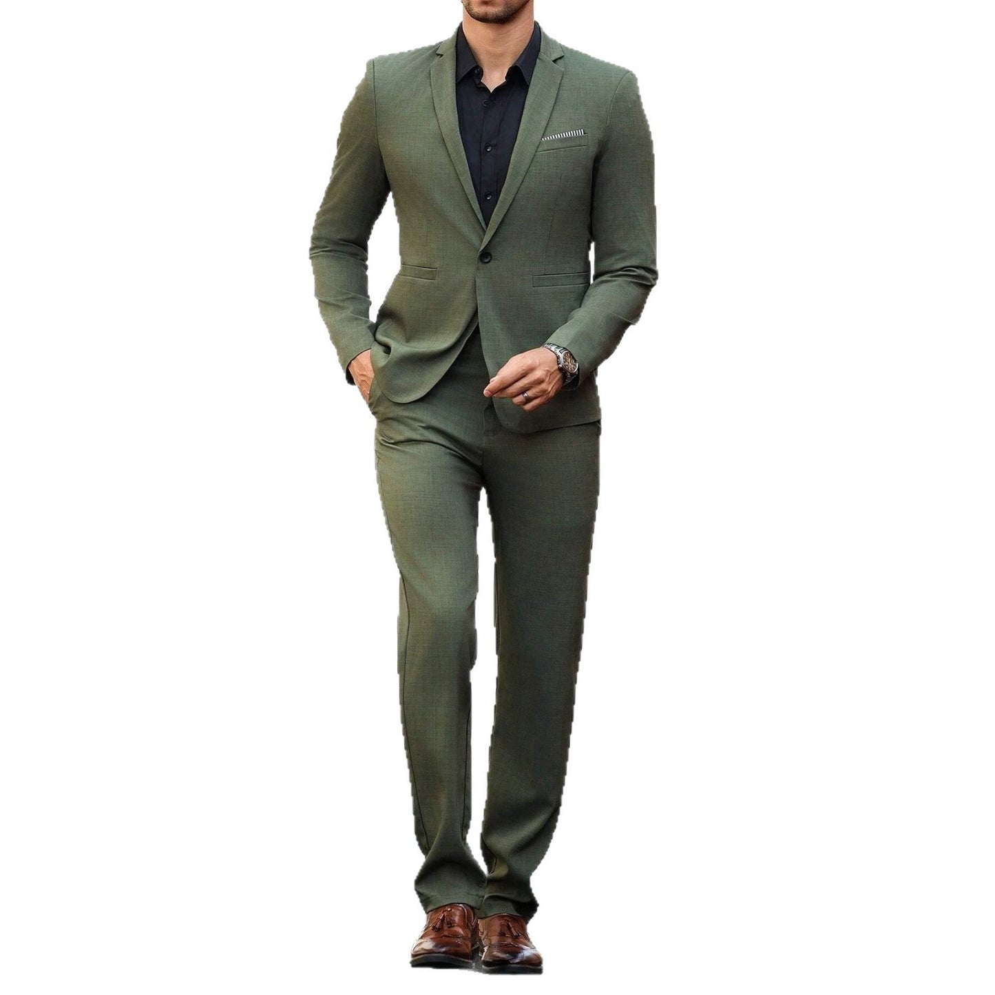 Mens Light-business Dark Green Suit Set