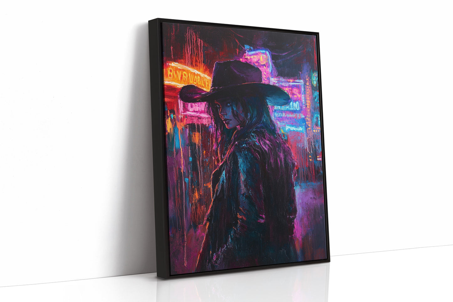 Cowgirl-Noir in Neonlichtern