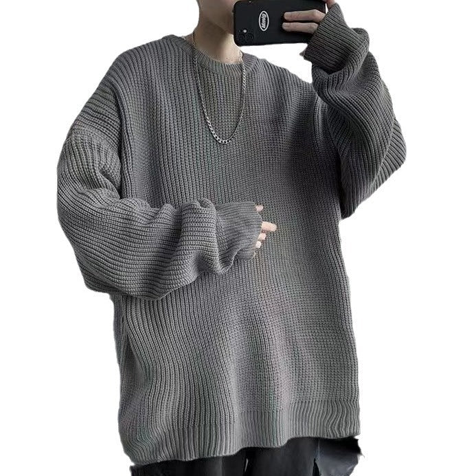 Solid-color Crew-neck Sweater For Men And Women