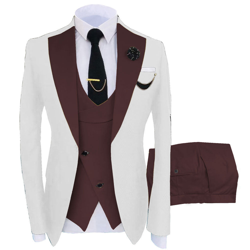 Mens Three-piece Mixed-color Suit