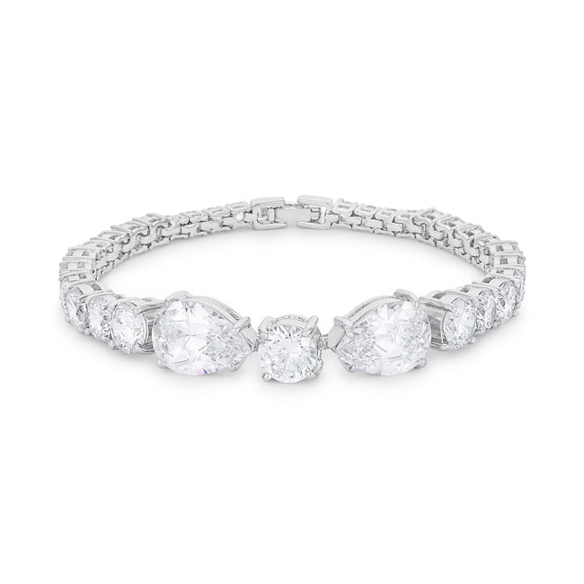Elegant Pear and Round Cubic Zirconia Tennis Bracelet - ThisandThatShoppe