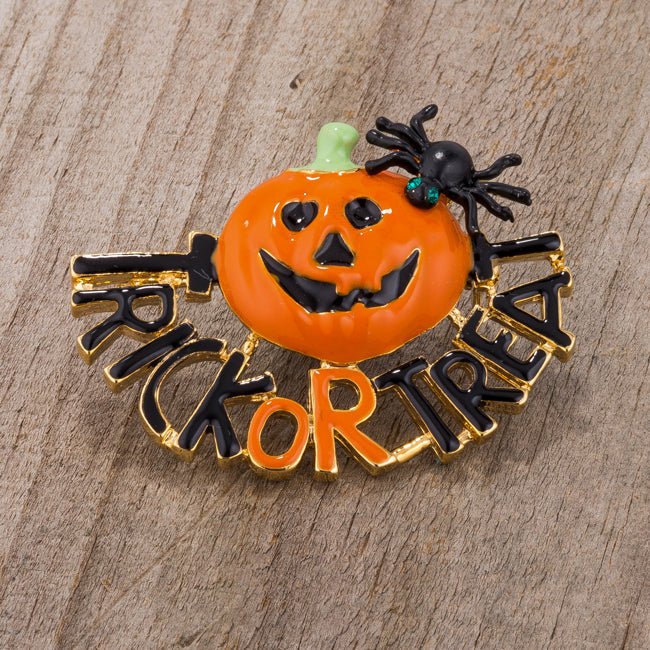 Jack-O'-Lantern Brooch With Crystals - ThisandThatShoppe