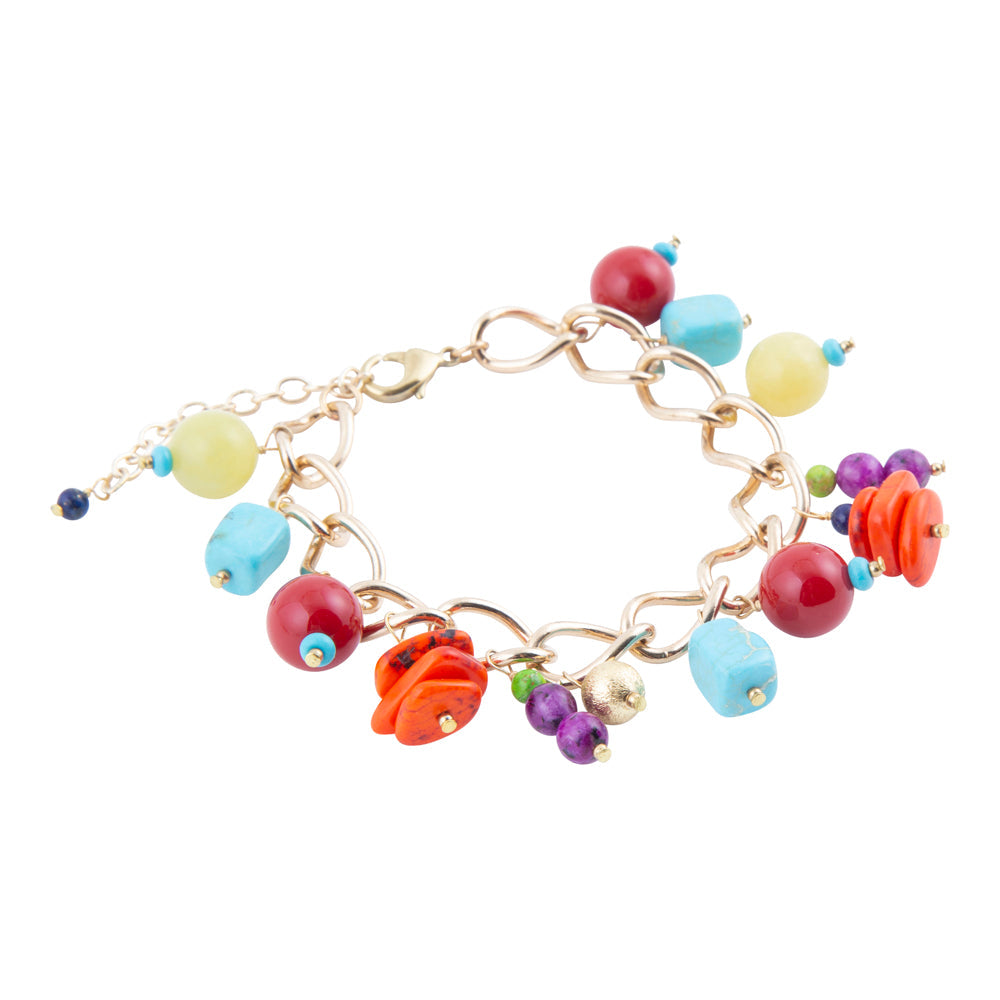 Bracelet doré breloque pierre colorée Zion