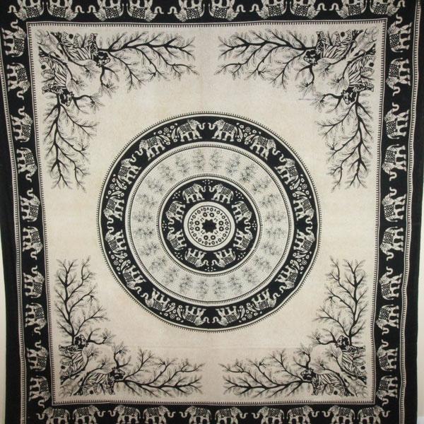 Tapisserie Murale Bohème Grand Tigre Éléphant Mandala