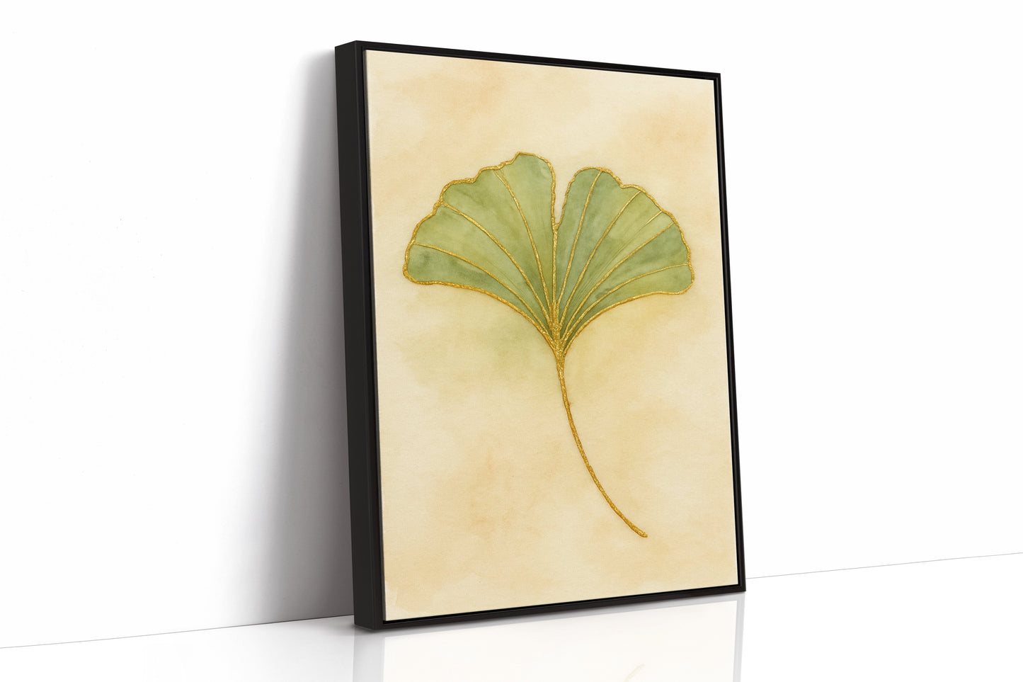Eleganter Ginkgo-Blatt-Aquarell-Kunstdruck