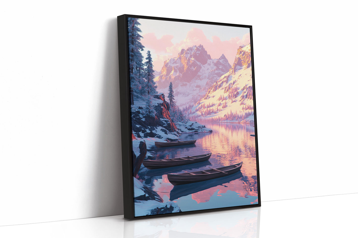 Enchanting Winter Mountain Lake Art Print