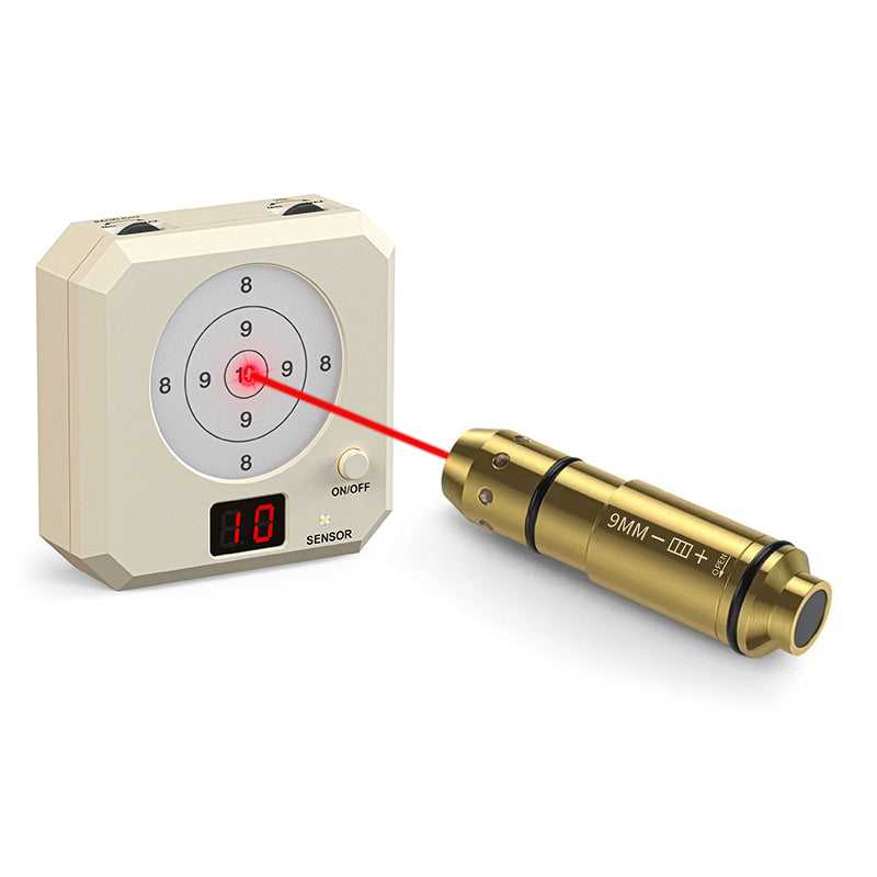 9mm Laser Training Kit, Dry Fire Laser Target with 9x19 Training Cartridge, USB Rechargeable Outdoor Electronic Shooting Target
