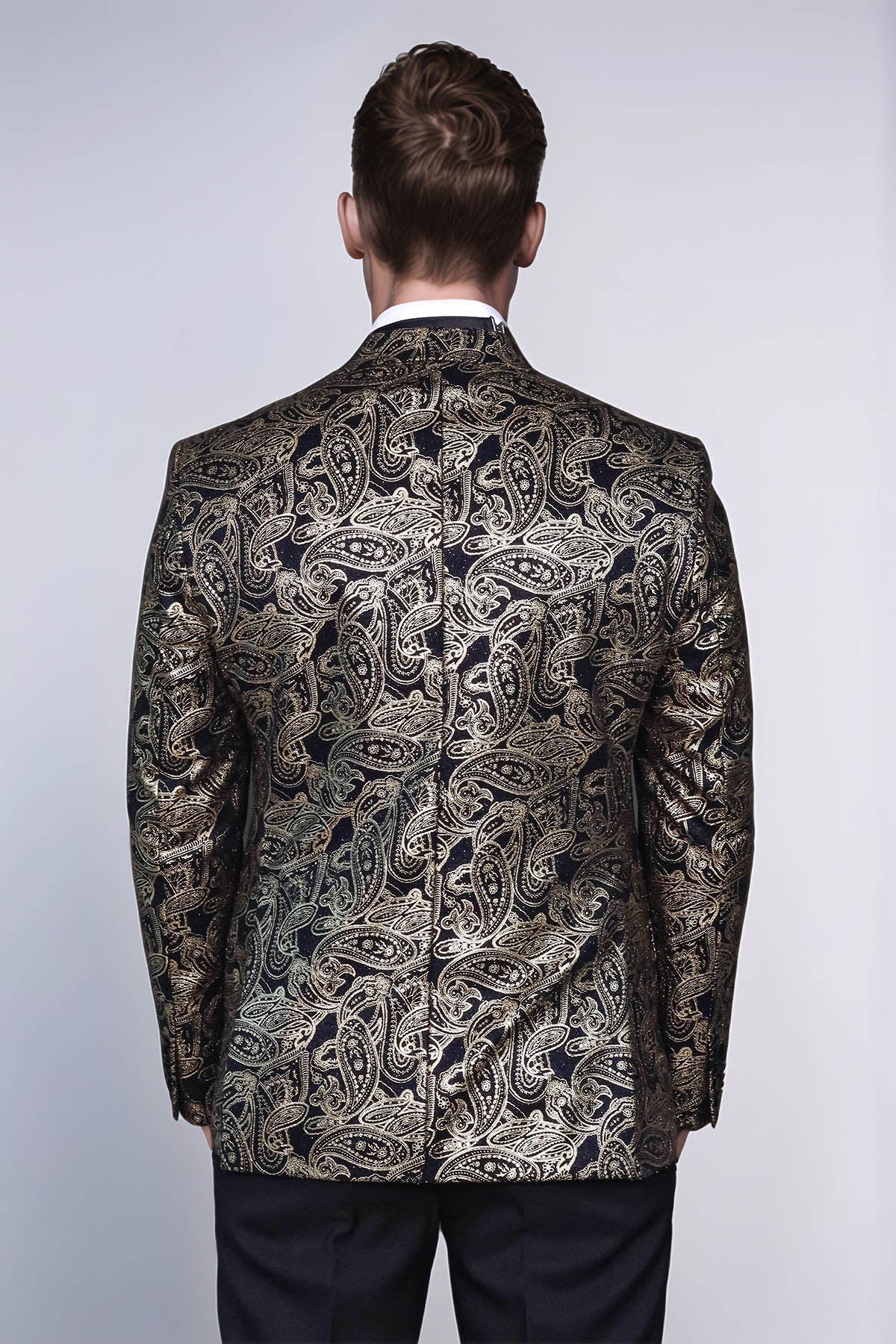 Paisley Peak Lapel Black Men Dinner Tuxedo Jacket - Wessi