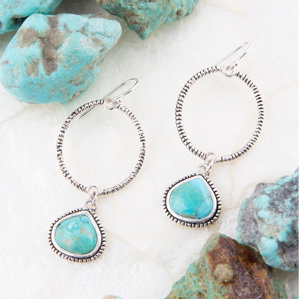 Corinth Blue Turquoise Charms Sterling Silver Earrings - ThisandThatShoppe