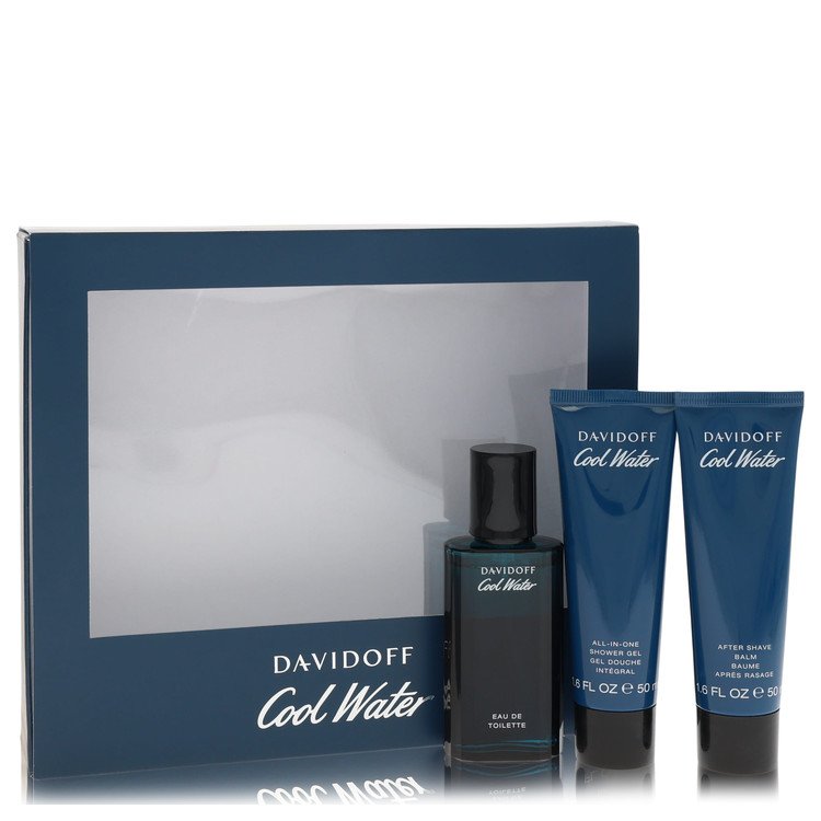 Davidoff Cool Water Geschenkset 40 ml Eau de Toilette Spray + 50 ml After Shave Balsam + 50 ml Duschgel für Herren