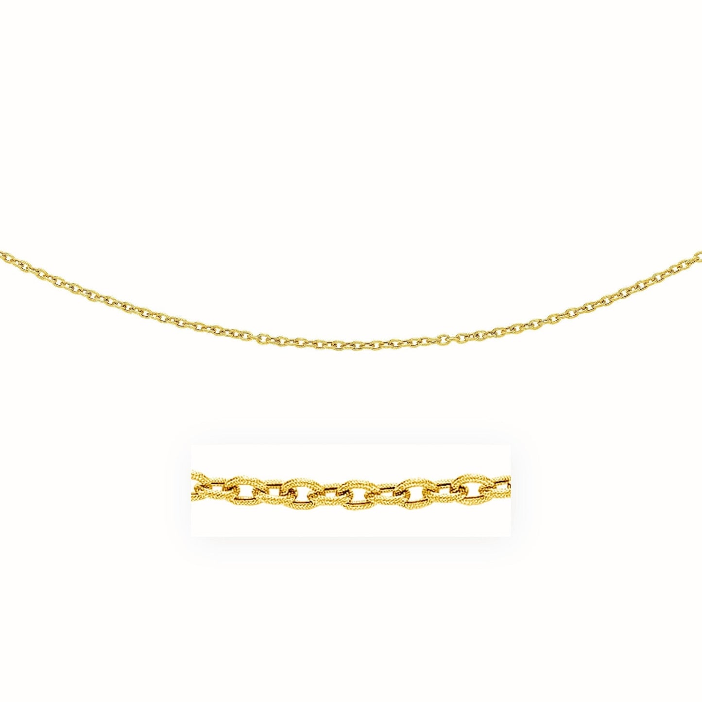 14k Yellow Gold Pendant Chain with Textured Links (3.3 mm) - ThisandThatShoppe