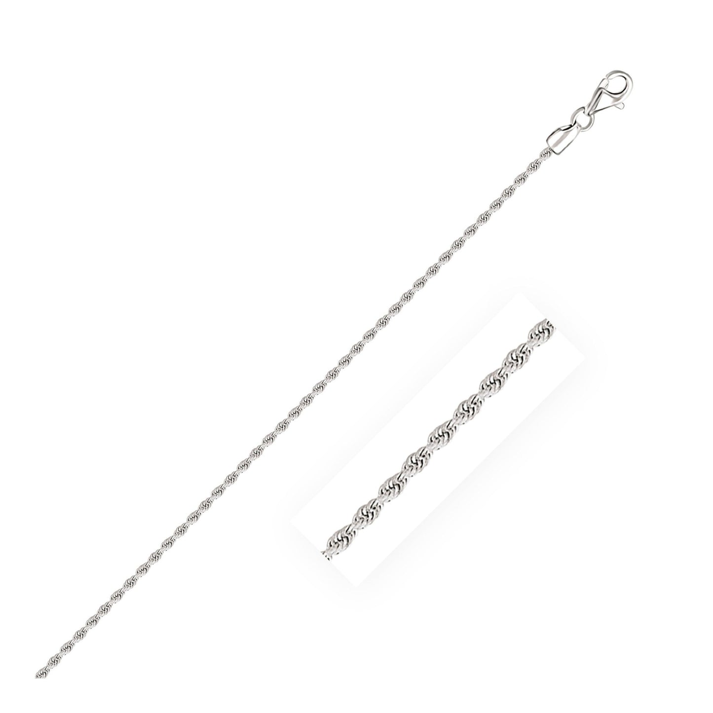 14k White Gold Solid Diamond Cut Rope Chain (1.80 mm) - ThisandThatShoppe