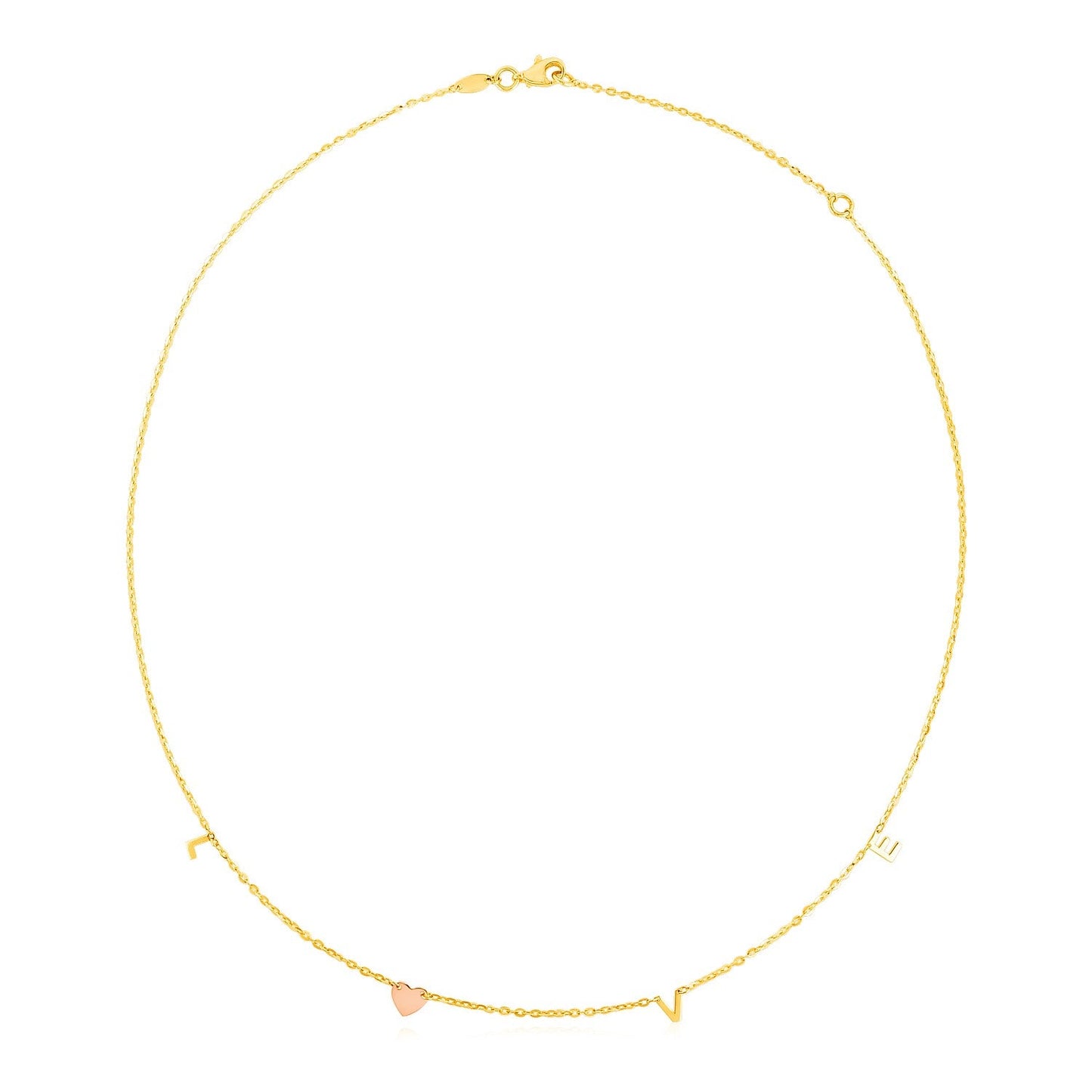 14k Two Tone Gold Love Necklace - ThisandThatShoppe