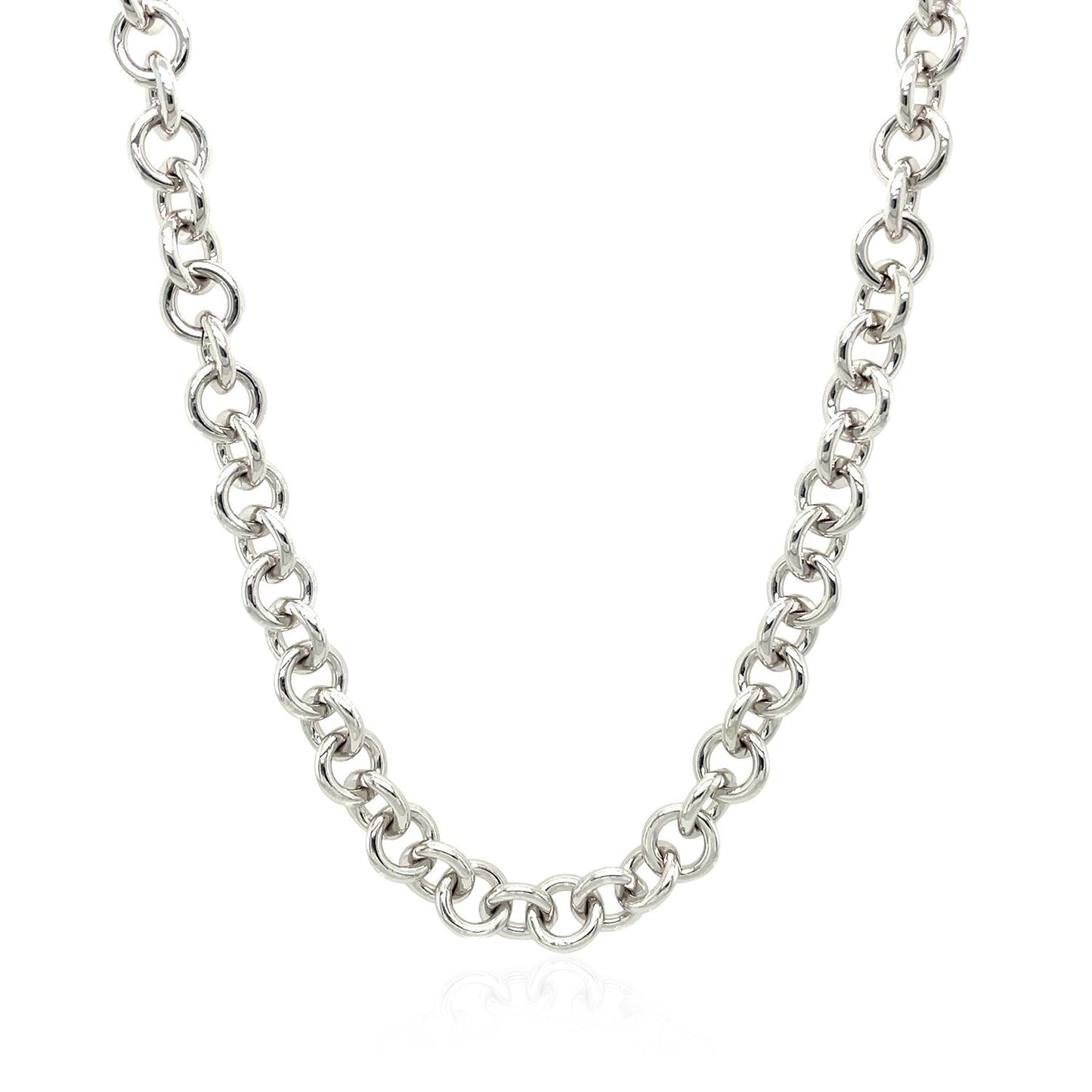 Sterling Silver Rhodium Plated Rolo Chain Necklace with a Heart Toggle Charm - ThisandThatShoppe