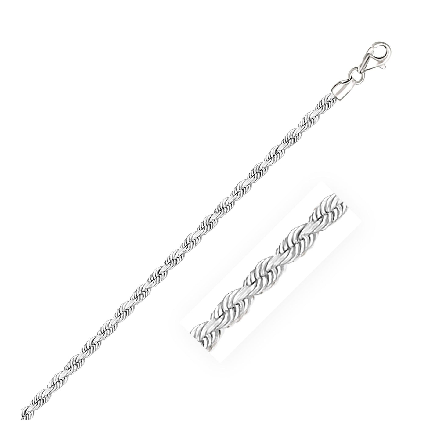 14k White Gold Solid Diamond Cut Rope Chain (3.00 mm) - ThisandThatShoppe