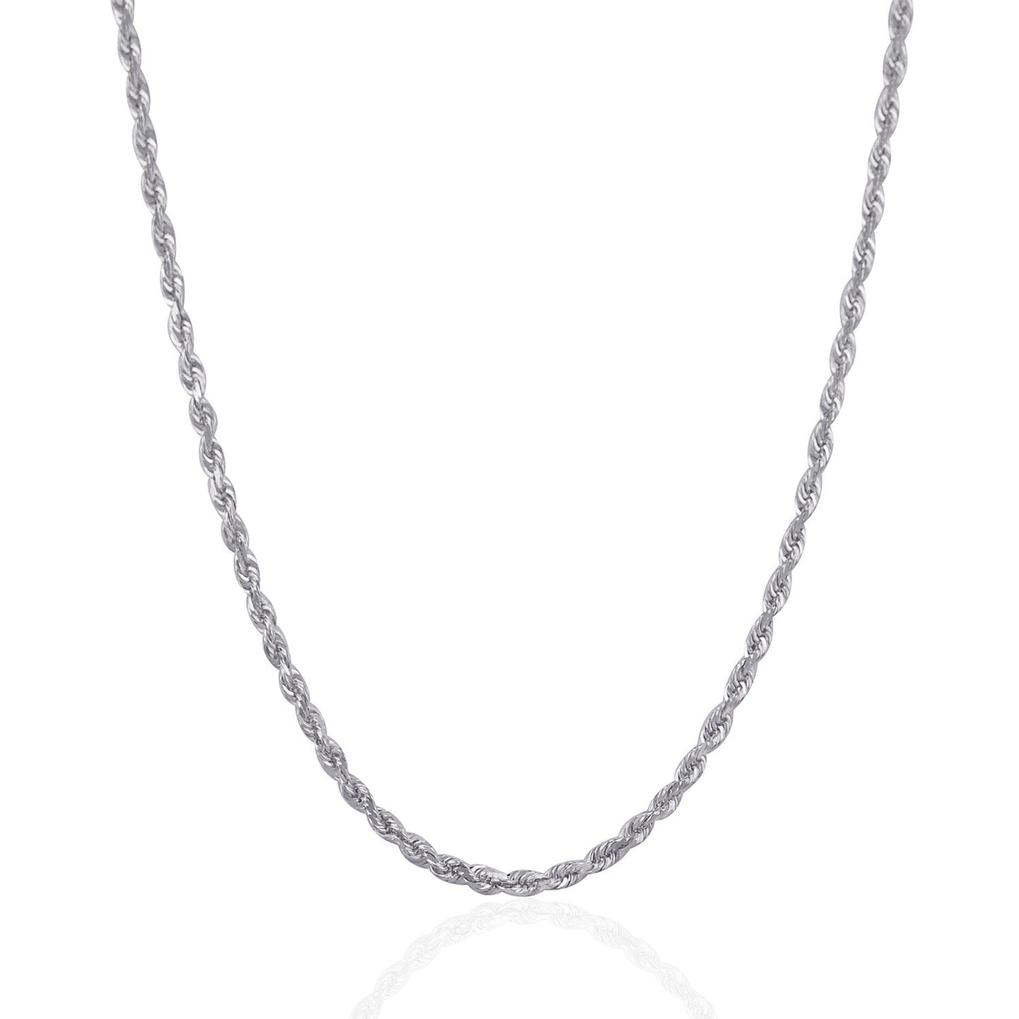 3.0mm 14k White Gold Solid Diamond Cut Rope Chain - ThisandThatShoppe