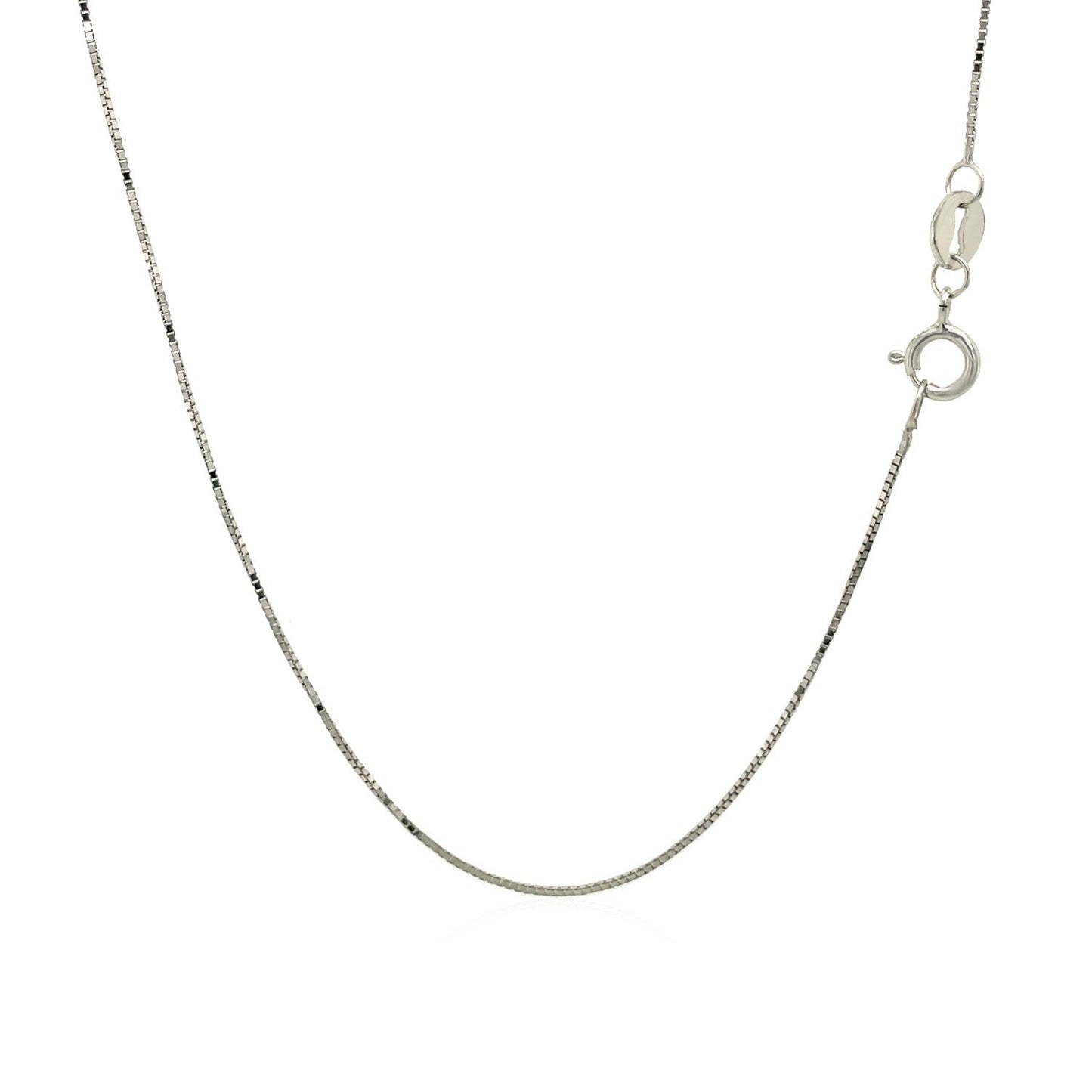 14k White Gold Classic Box Chain 0.6mm - ThisandThatShoppe