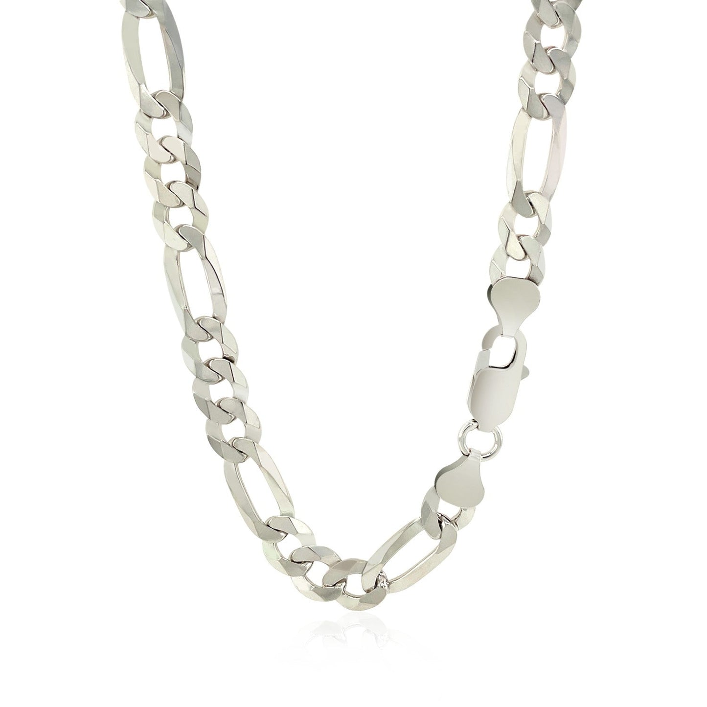 Rhodium Plated Sterling Silver Figaro Style Chain (8.10 mm) - ThisandThatShoppe