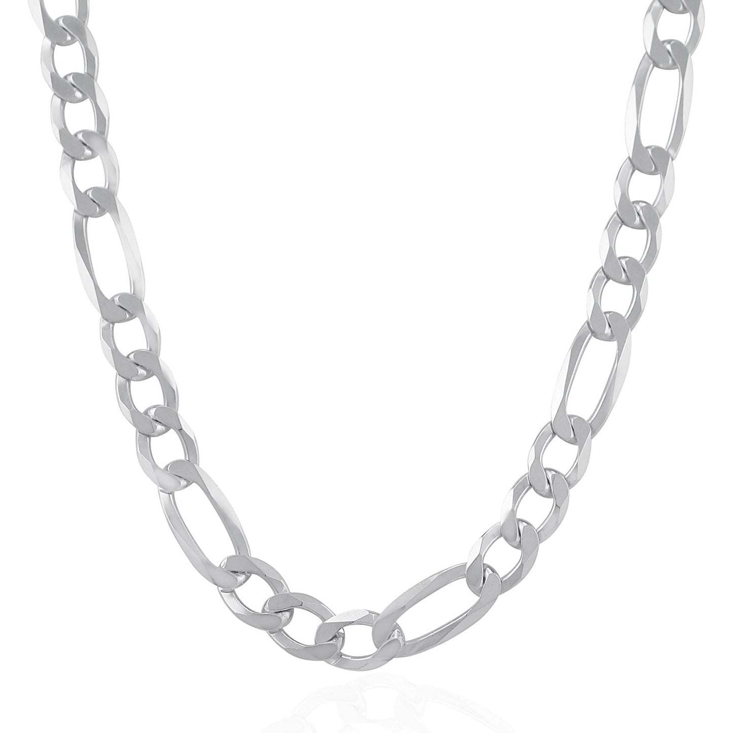 Rhodium Plated 8.8mm Sterling Silver Figaro Style Chain (8.80 mm) - ThisandThatShoppe