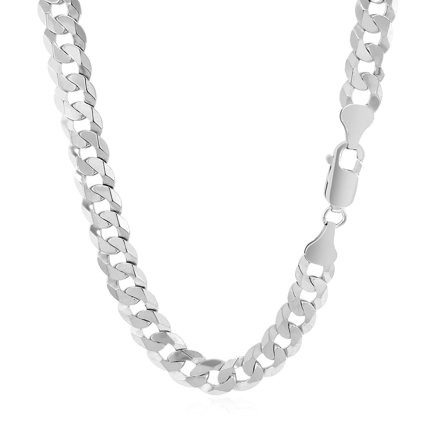 Rhodium Plated 7.2mm Sterling Silver Curb Style Chain - ThisandThatShoppe