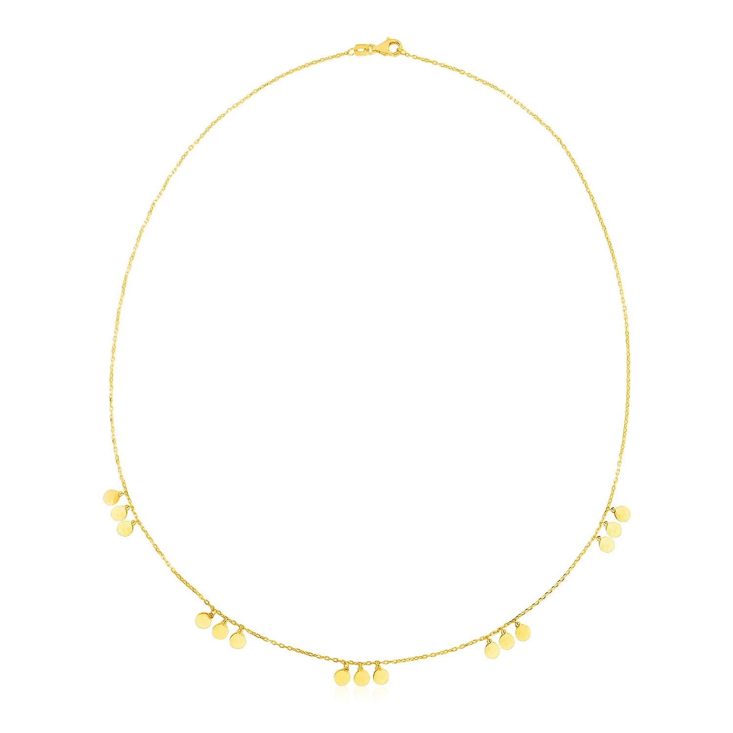 14k Yellow Gold Necklace with Circle Dangle Stations - ThisandThatShoppe