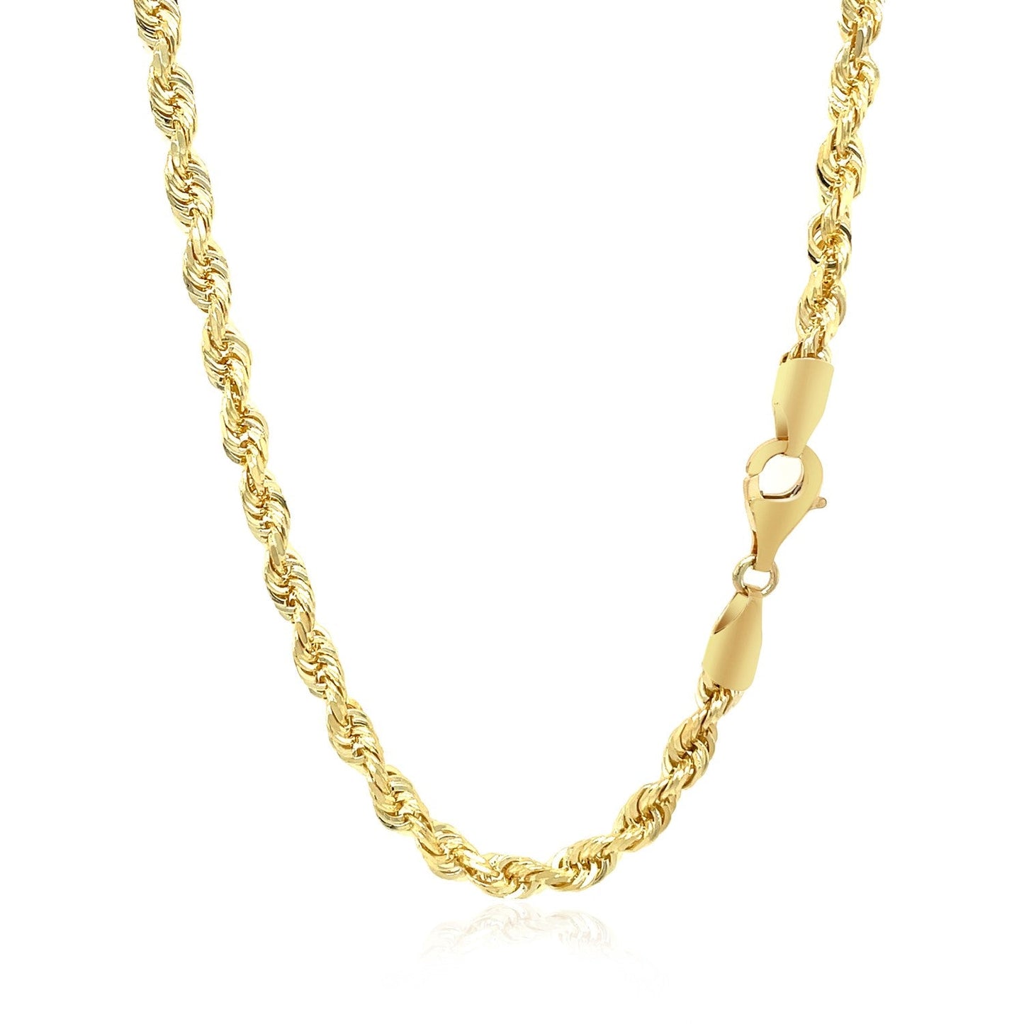 4.0mm 10k Yellow Gold Solid Diamond Cut Rope Chain - ThisandThatShoppe