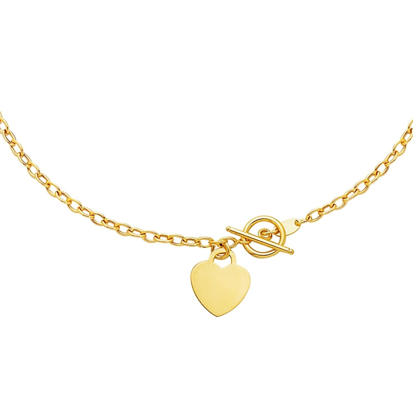 Toggle Necklace with Heart Charm in 14k Yellow Gold - ThisandThatShoppe