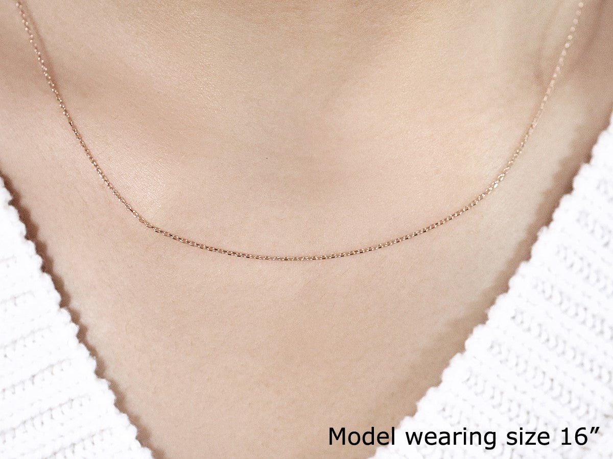 14k Pink Gold Diamond Cut Cable Link Chain (0.87 mm) - ThisandThatShoppe