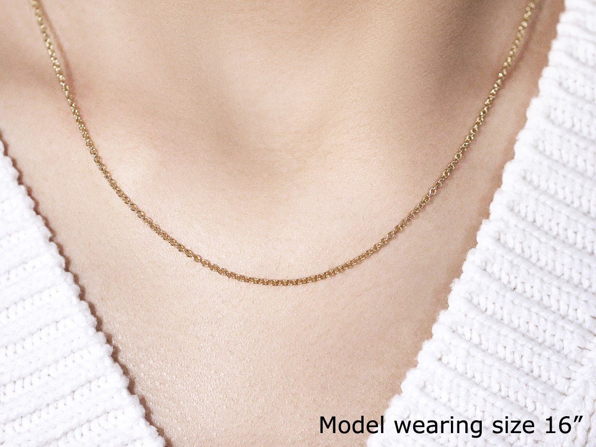 14k Yellow Gold Round Cable Link Chain (1.50 mm) - ThisandThatShoppe