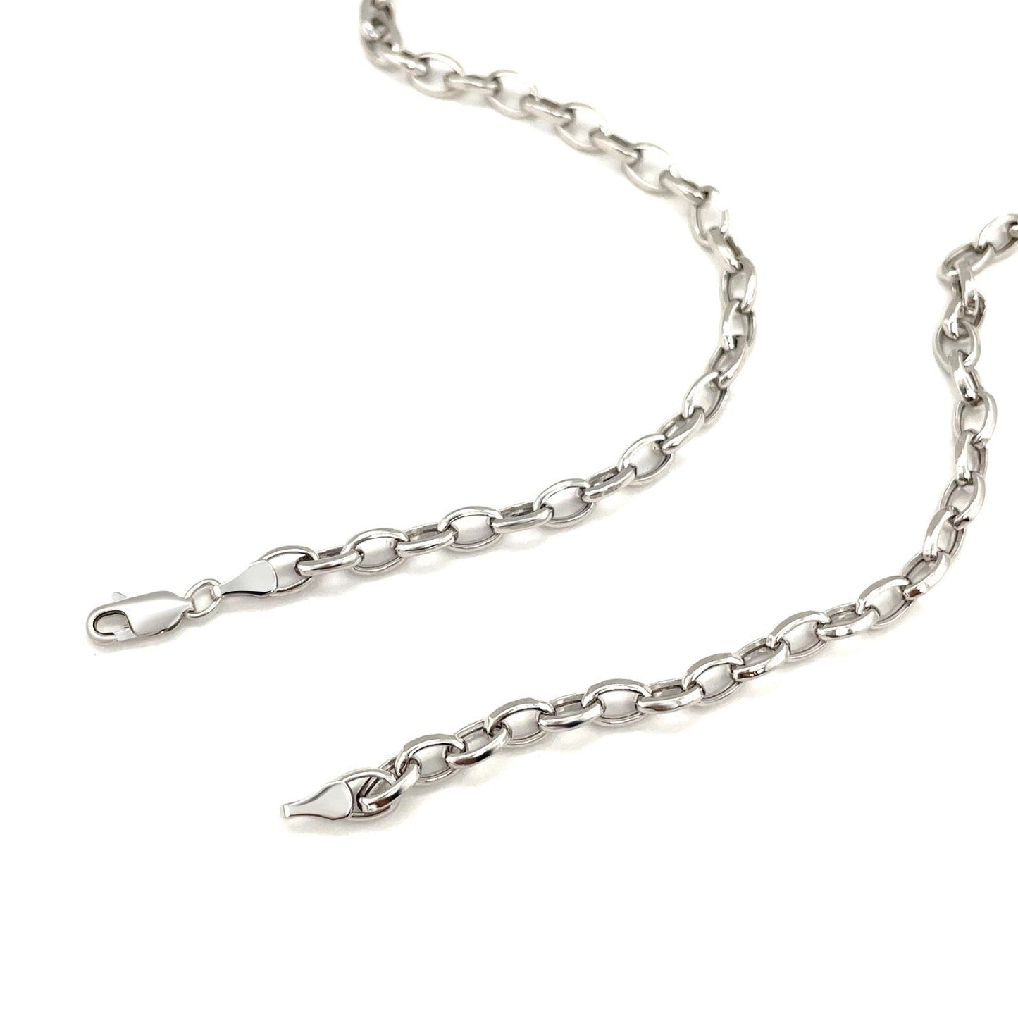 14k White Gold Oval Rolo Chain (4.60 mm) - ThisandThatShoppe
