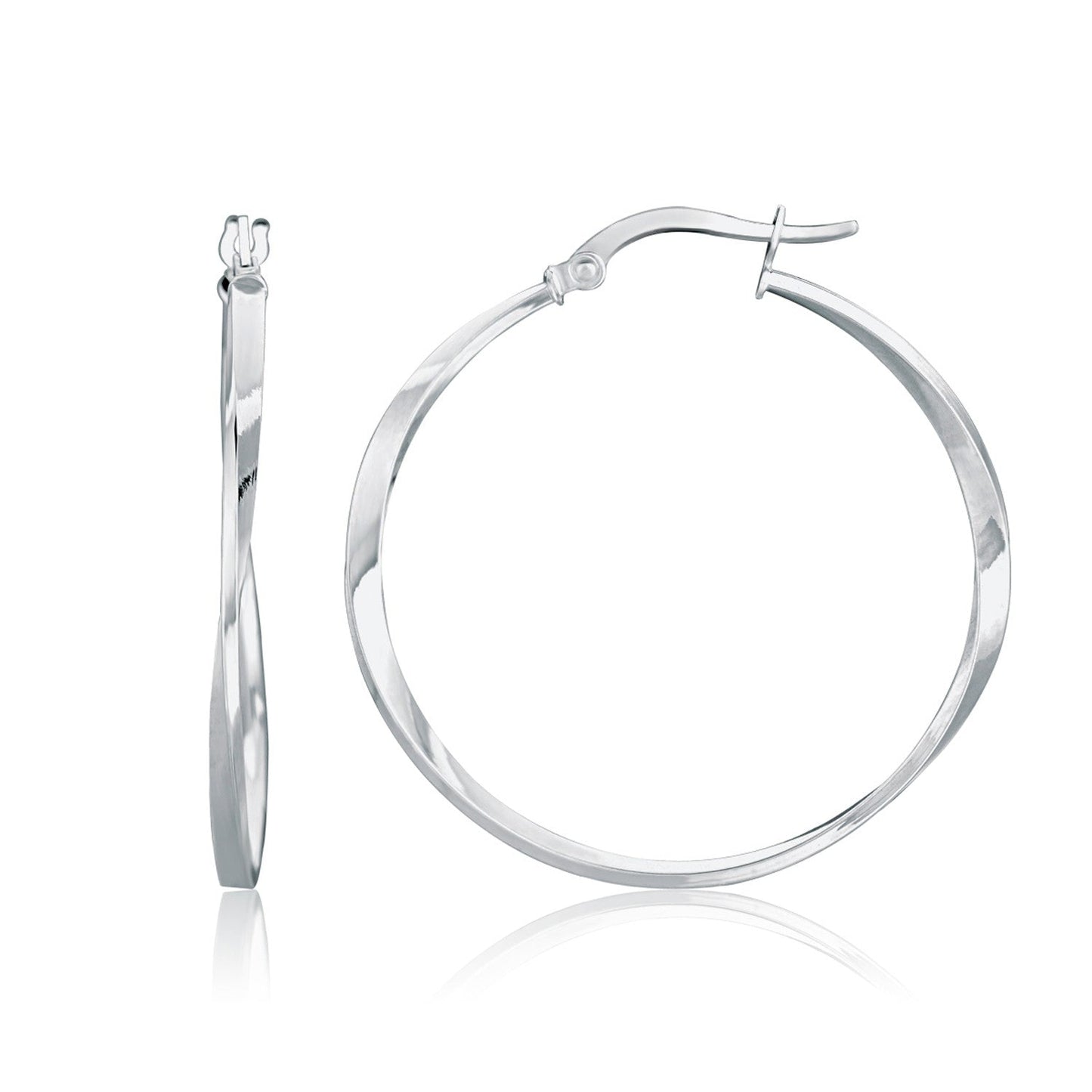 14k Weißgold Mobius Twisted Creolen (1,5x50mm)