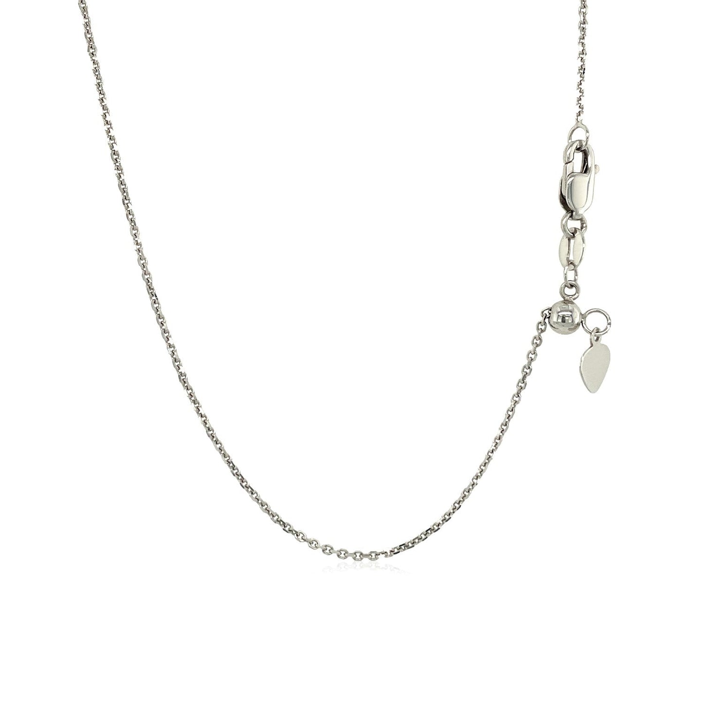 14k White Gold Adjustable Cable Chain (1.10 mm) - ThisandThatShoppe