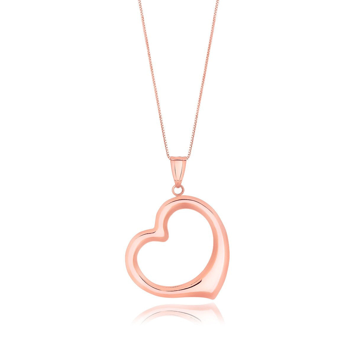14k Rose Gold Floating Heart Drop Pendant - ThisandThatShoppe