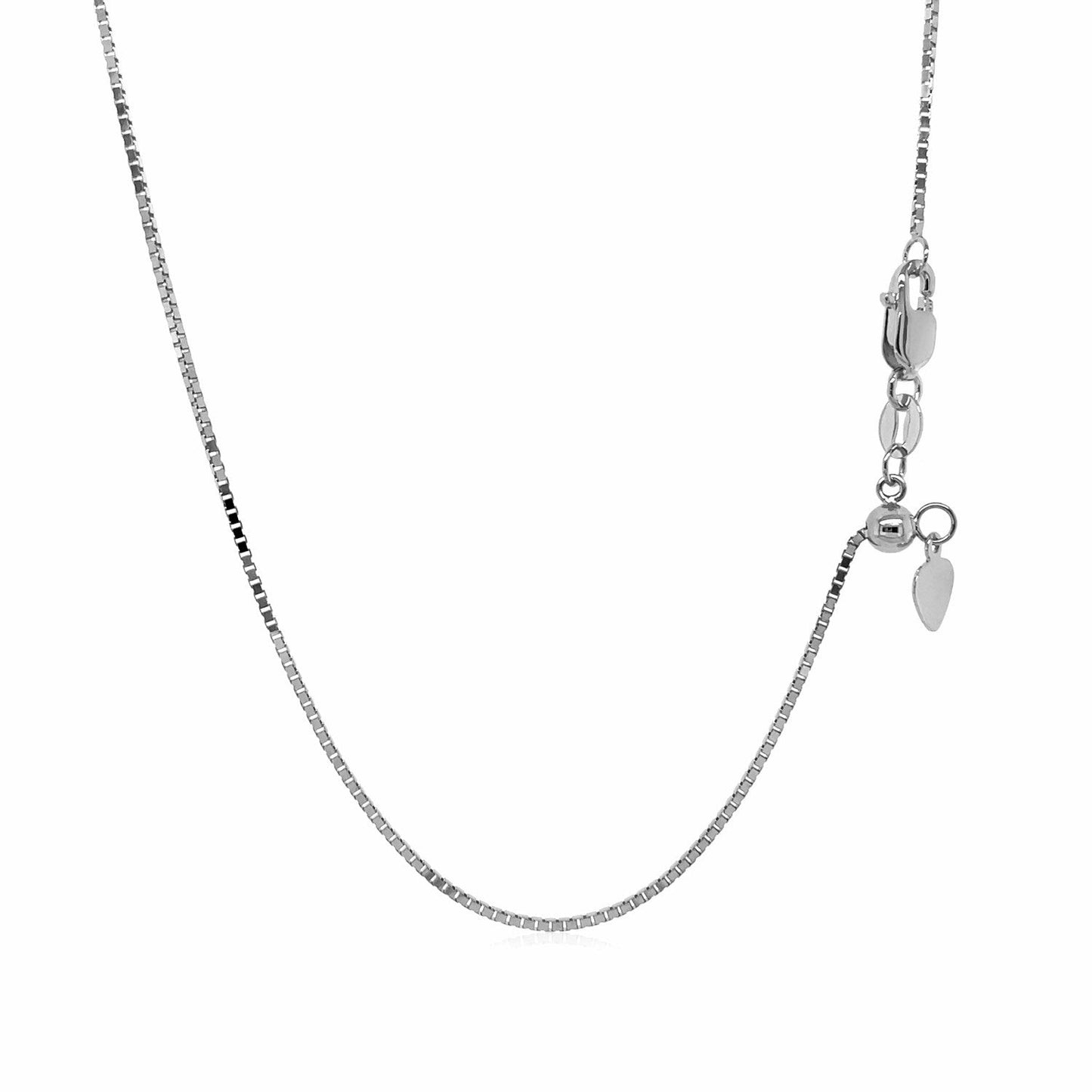 14k White Gold Adjustable Box Chain (0.85 mm) - ThisandThatShoppe
