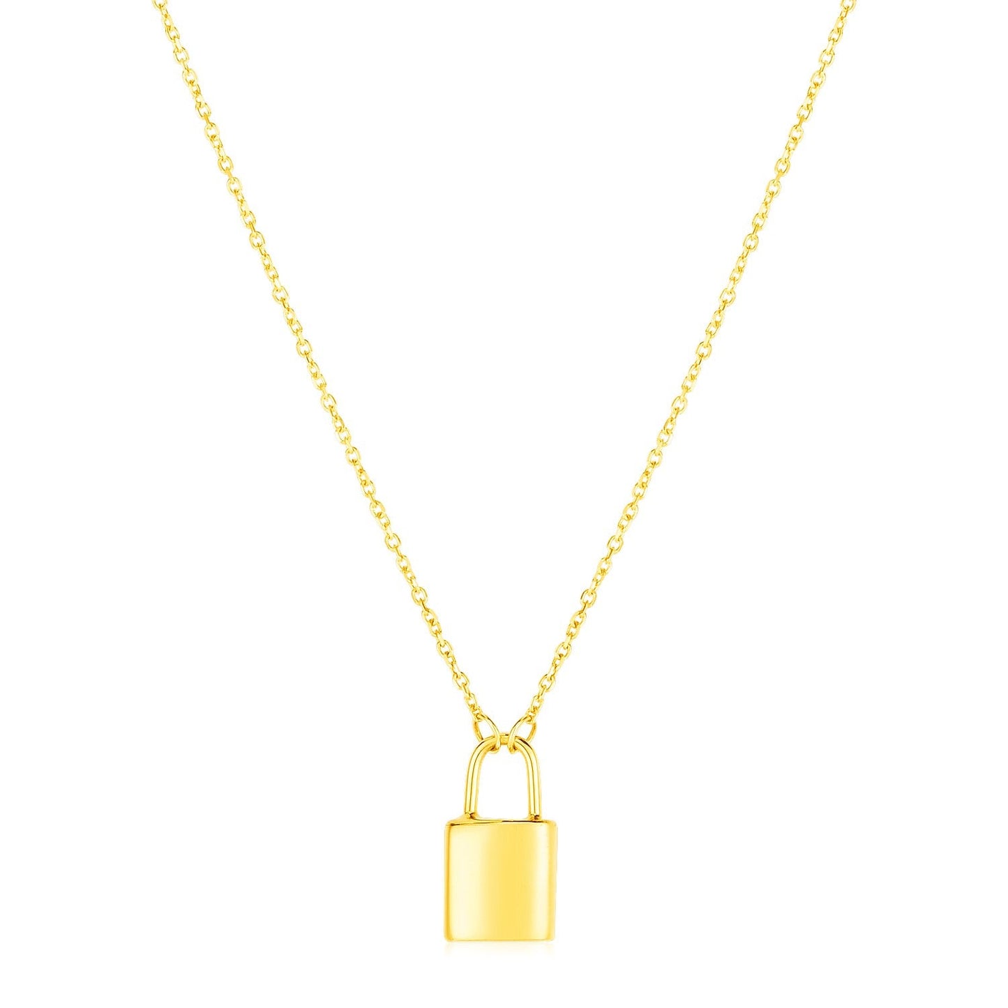 14k Yellow Gold Padlock Necklace - ThisandThatShoppe