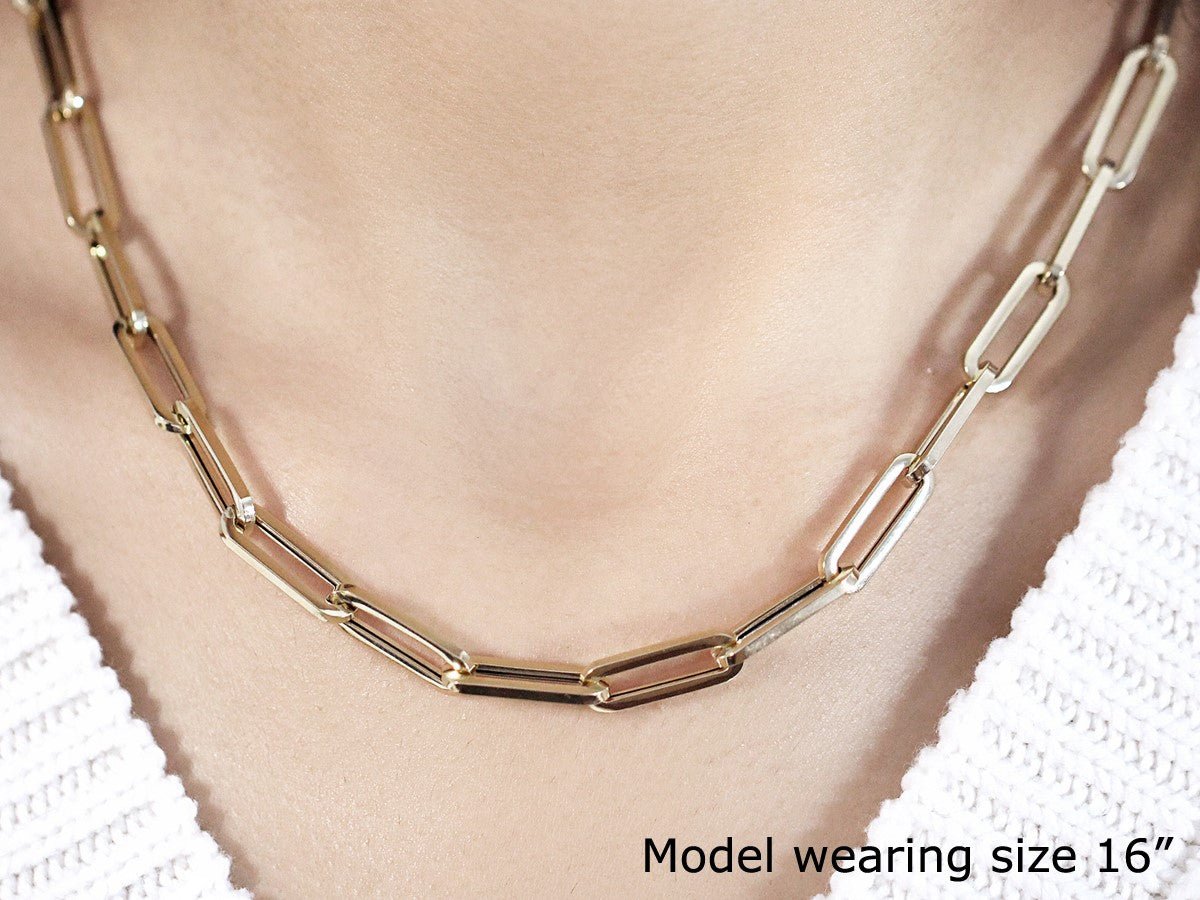 14K Yellow Gold Wide Paperclip Chain (6.10 mm) - ThisandThatShoppe
