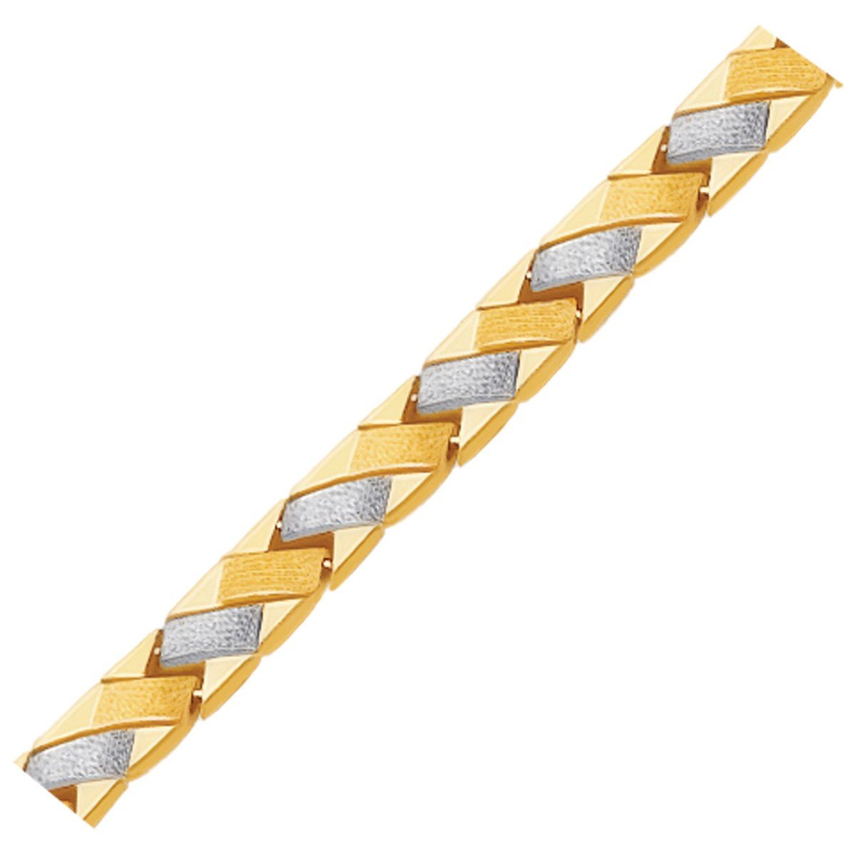 14k Two-Tone Gold Fancy Weave Bracelet with Contrasting Finish (6.35 mm) - ThisandThatShoppe
