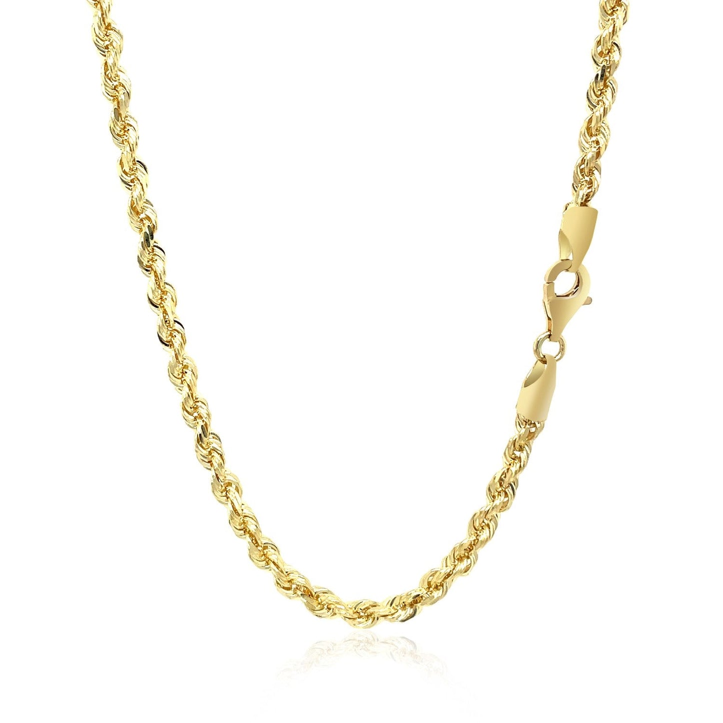 3.5mm 10k Yellow Gold Solid Diamond Cut Rope Chain - ThisandThatShoppe