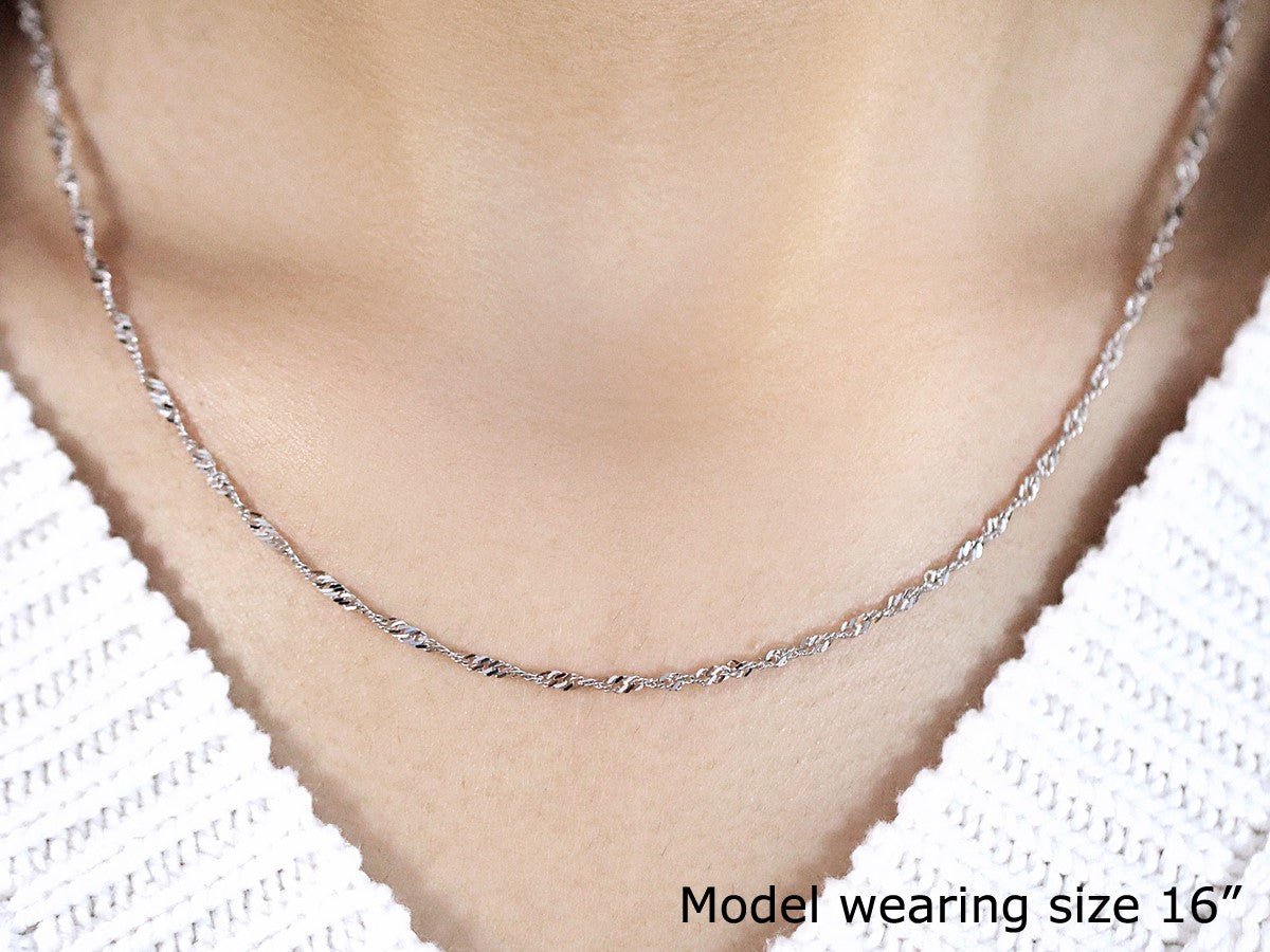 14k White Gold Singapore Chain (1.80 mm) - ThisandThatShoppe