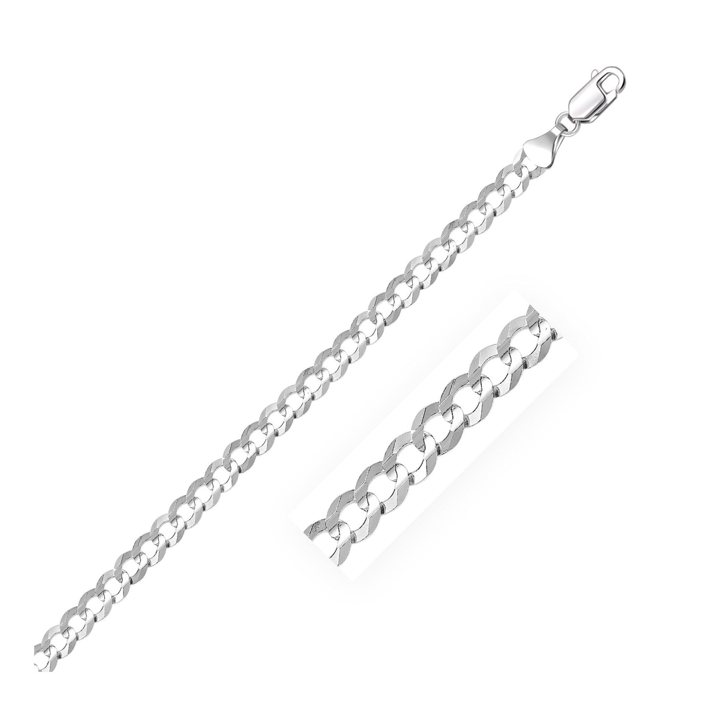 14k White Gold Solid Curb Bracelet (4.70 mm) - ThisandThatShoppe