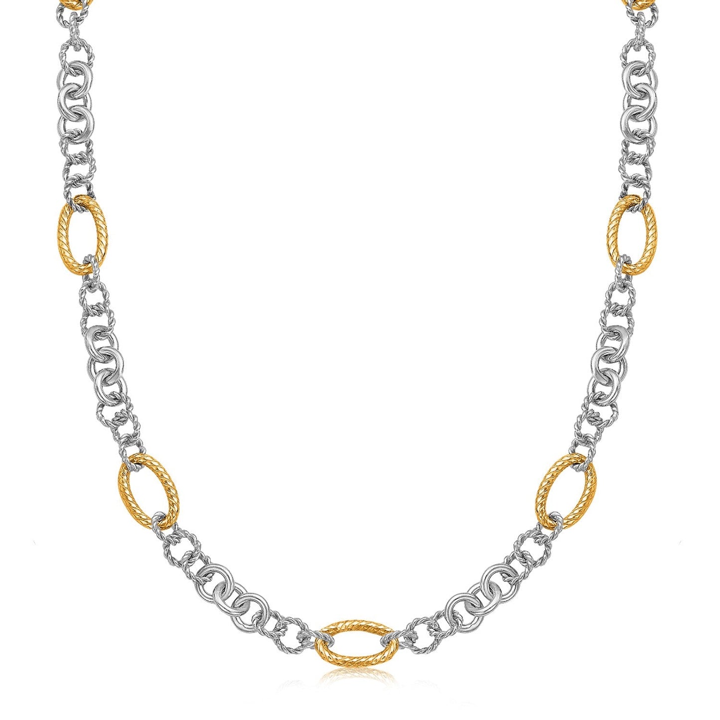 18k Yellow Gold and Sterling Silver Rhodium Plated Multi Style Chain Necklace - ThisandThatShoppe
