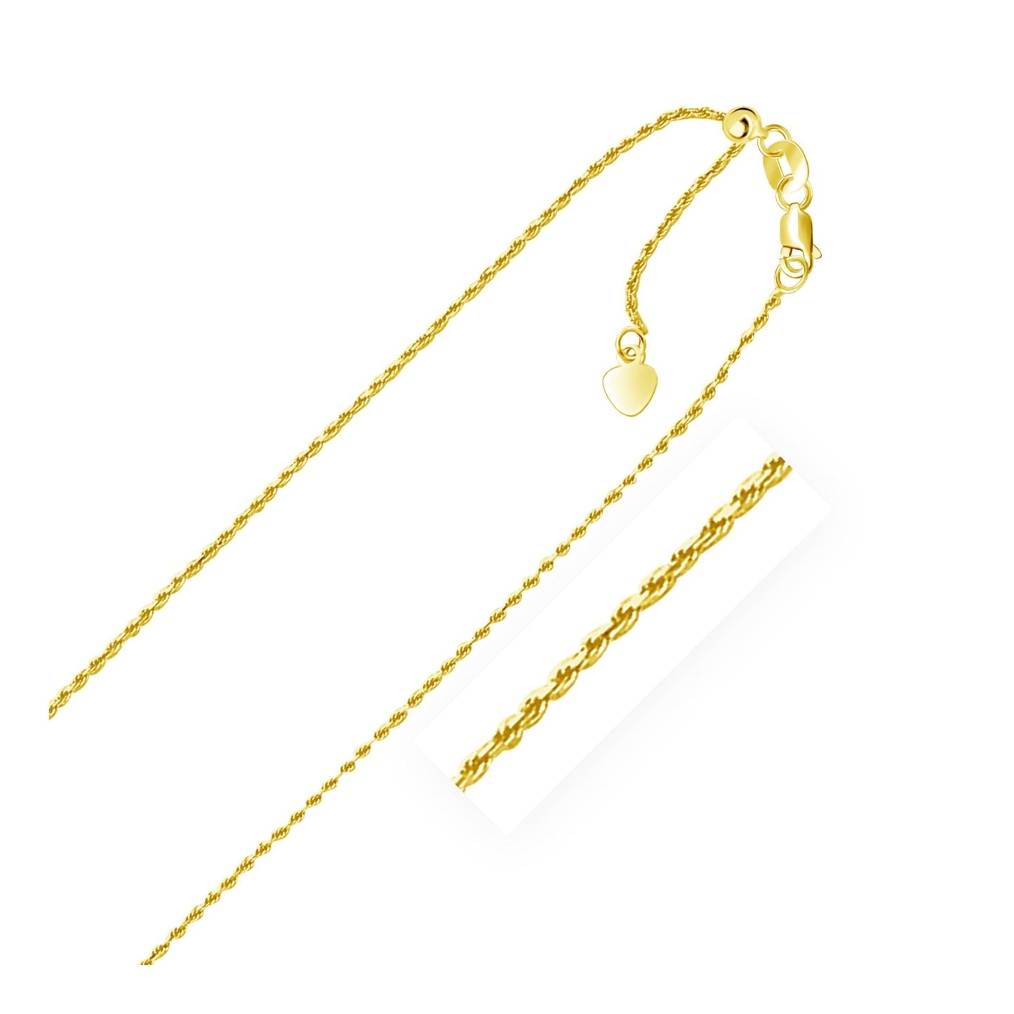 10k Yellow Gold Adjustable Rope Chain (0.95 mm) - ThisandThatShoppe