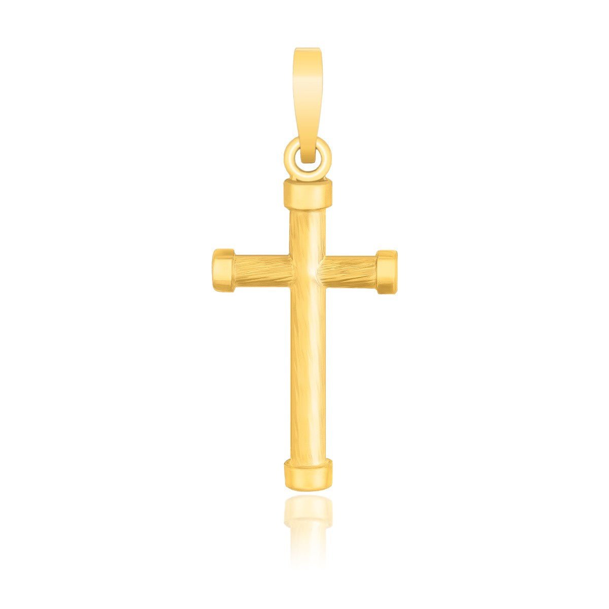 14k Yellow Gold Cross Pendant with Rounded Ends - ThisandThatShoppe