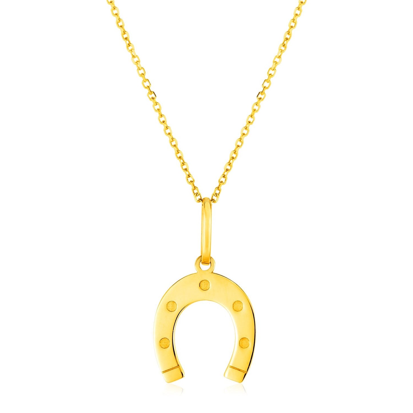 14K Yellow Gold Necklace with Horseshoe - ThisandThatShoppe