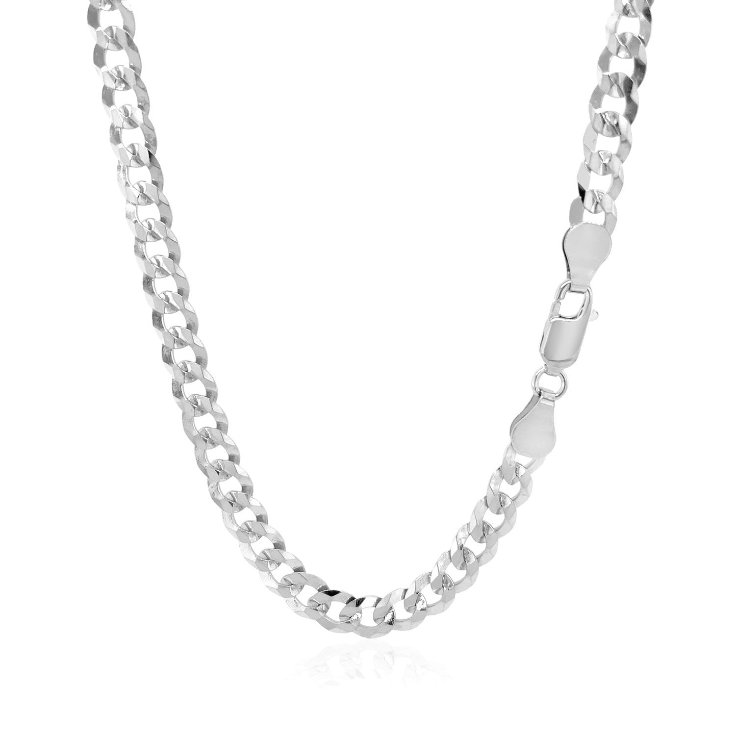 14k White Gold Solid Curb Chain (5.70 mm) - ThisandThatShoppe