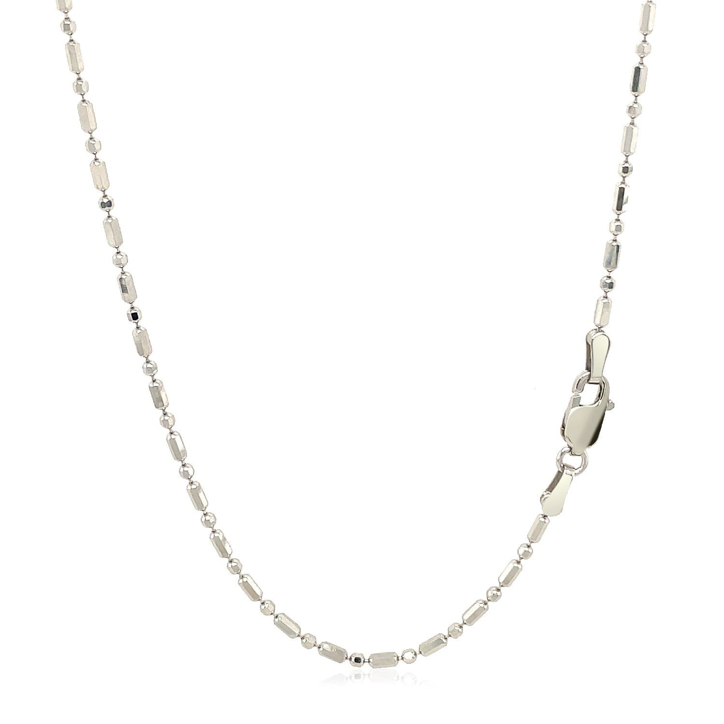14k White Gold Diamond-Cut Alternating Bead Chain (1.30 mm) - ThisandThatShoppe