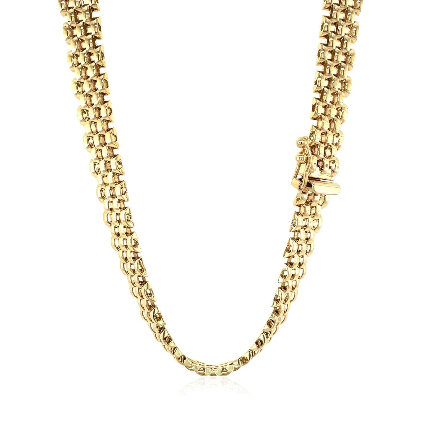 14k Gelbgold Fantasie-poliertes, mehrreihiges Panther-Gliederhalsband