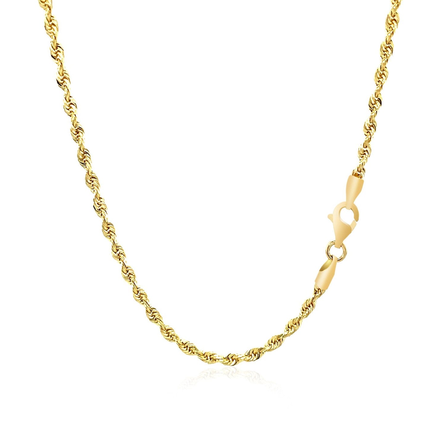 2.5mm 10k Yellow Gold Solid Diamond Cut Rope Chain - ThisandThatShoppe